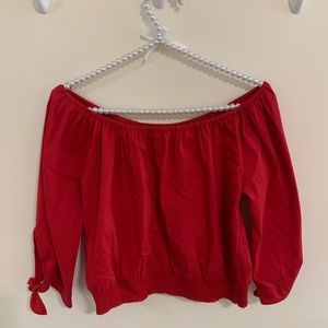Hollister red off the shoulder crop top